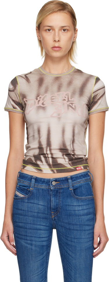 Crop top Diesel Grafi Printed Short Sleeve Slim Cropped T-shirt with Contrast Stitching Flerfarvet | A21771 0EPCP, 0