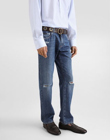 Jeans Dolce & Gabbana Classic Cotton Jeans With Distressing Blå | GP02XDG8ME8S9001, 3