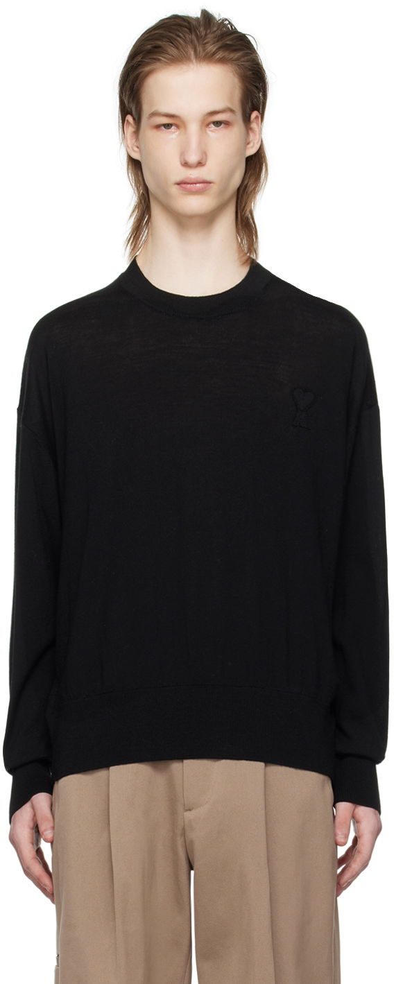 Sweater AMI Paris de Cœur Sweater Sort | UKS042.KN0039