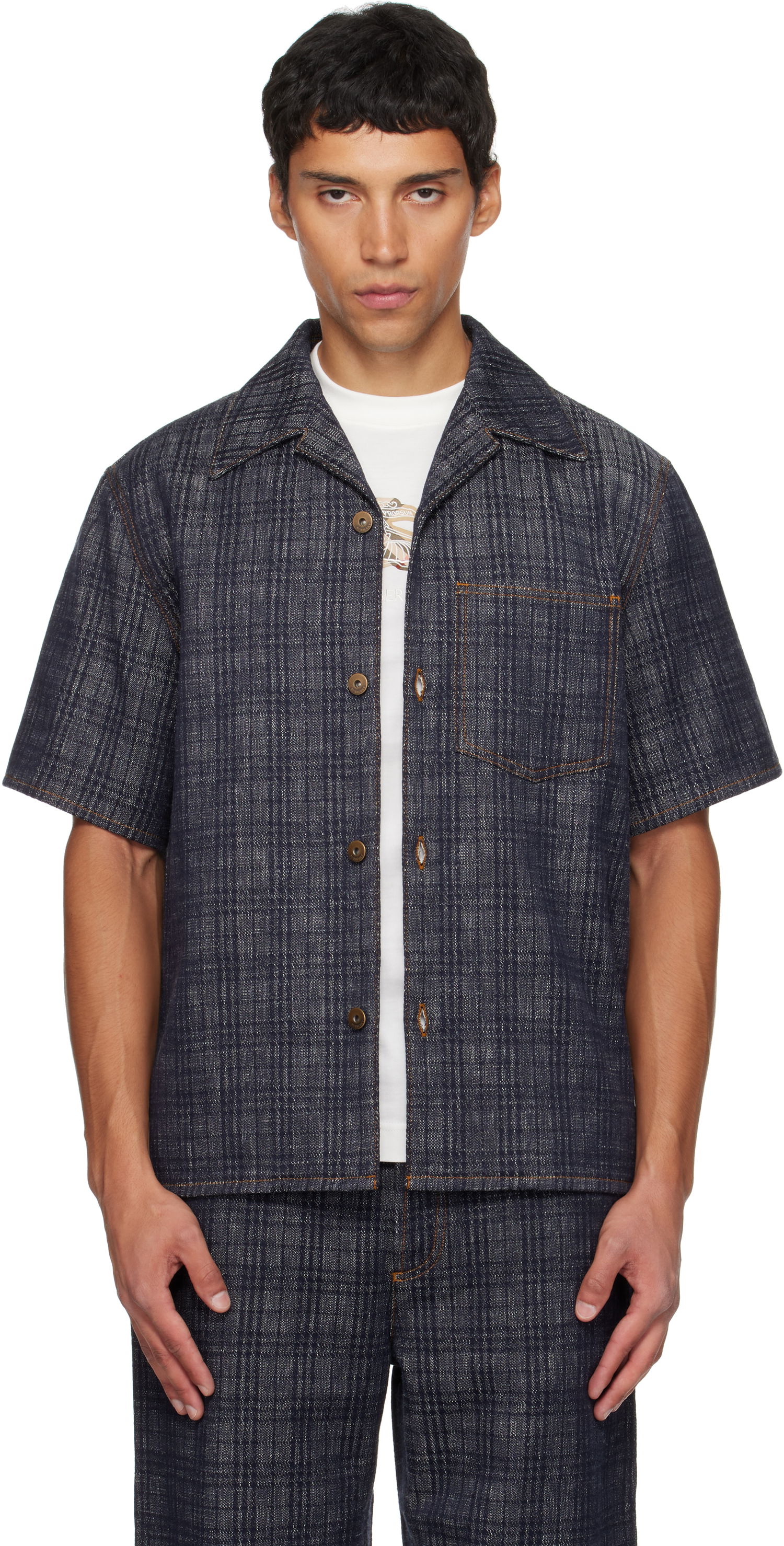 Skjorte Burberry Burberry Relaxed Fit Check Denim Shirt Blå | 8113431, 0
