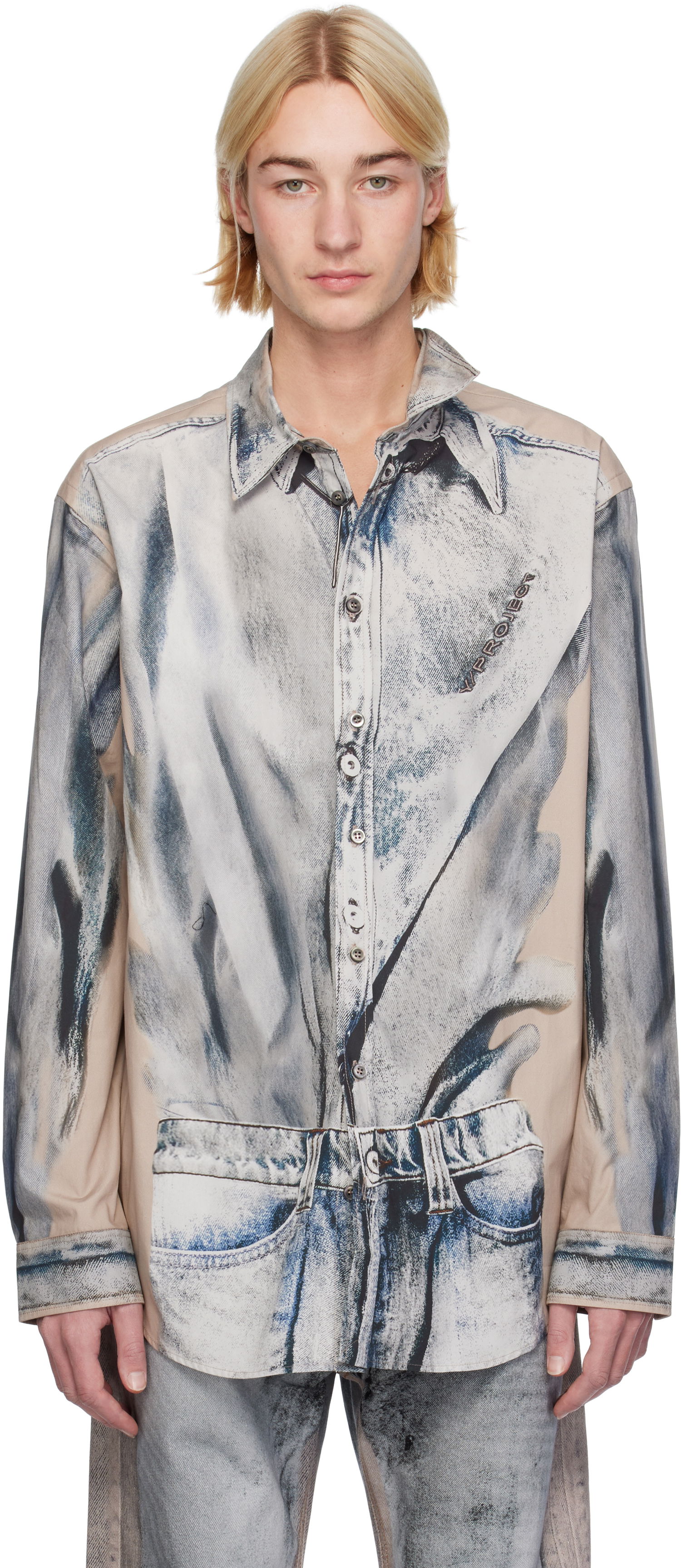 Skjorte Y/PROJECT Trompe L'oeil Print Shirt Blå | 201SI014, 0