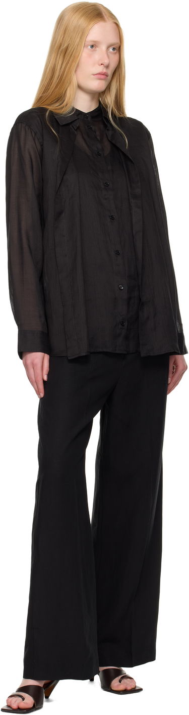 Skjorte TOTEME TOTEME Double Collar Linen Shirt Sort | 253-WRT0544-FB0434, 3