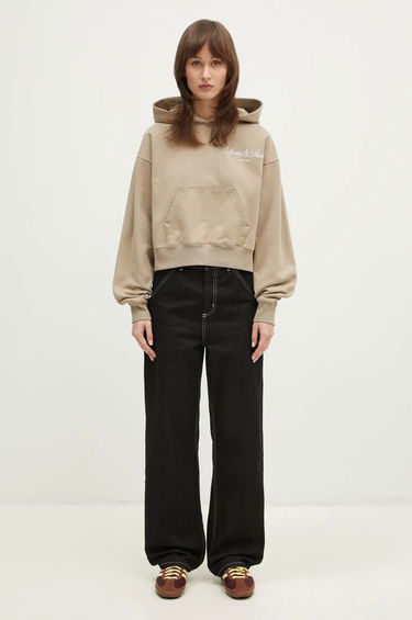 Sweatshirt Sporty & Rich Sporty & Rich Vendome Script Embroidered Cropped Hoodie Beige | ST074516232GY15, 4