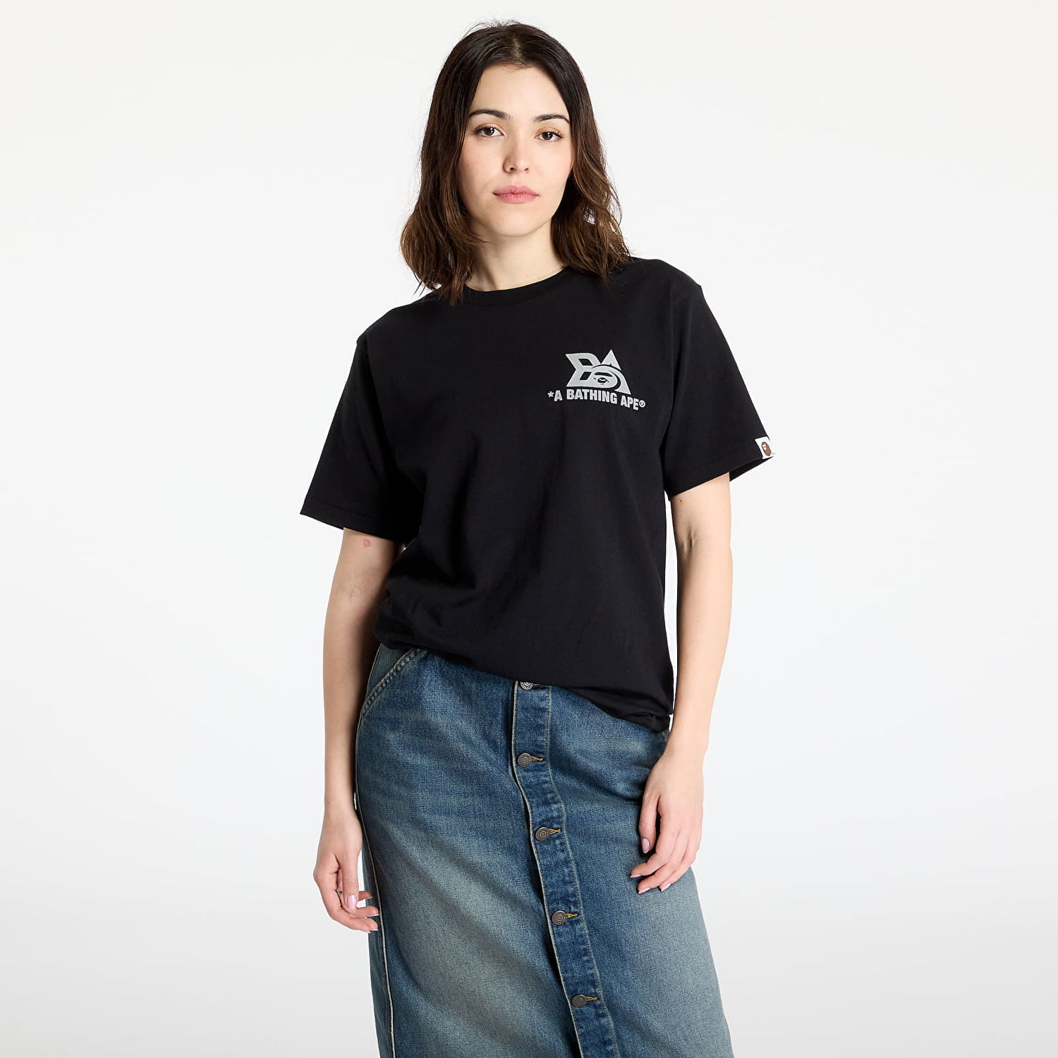 T-shirt BAPE A BATHING APE Reflector Tech Logo T-Shirt Sort | 001TEL301051MBLK, 0