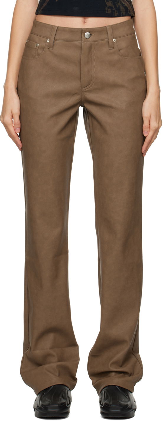Bukser MISBHV Straight Faux-Leather Pants Brun | 122W329