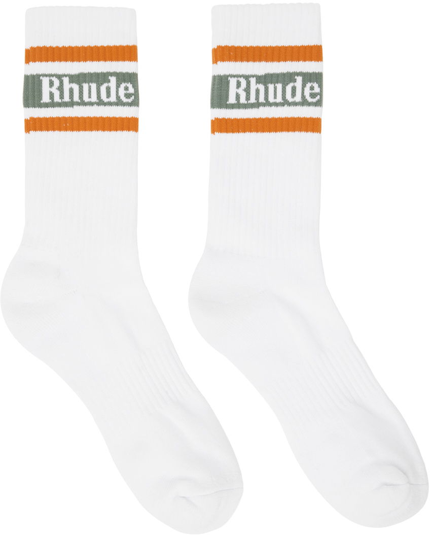 Sokker Rhude Rhude Stripe Logo Socks Hvid | RHPS24SO12830562, 0