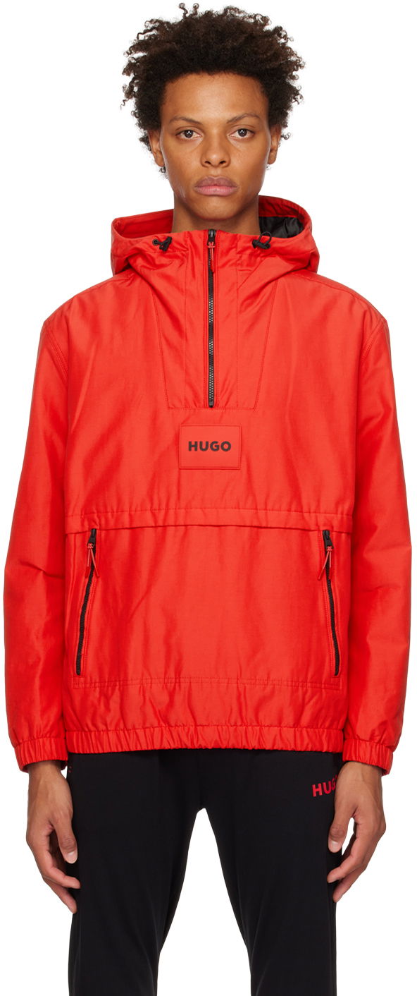 Vindjakke BOSS Hooded Patch Jacket Rød | 50482776, 0