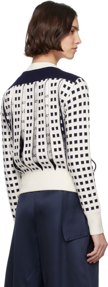 Sweater JW Anderson JW Anderson Jacquard Panel Slit Sweater Hvid | KW1410-YN0438, 2