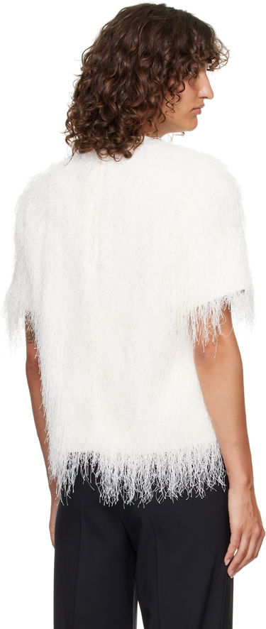 T-shirt Loulou de Saison Loulou de Saison Zaro Fringed T-Shirt Hvid | ZARO, 2