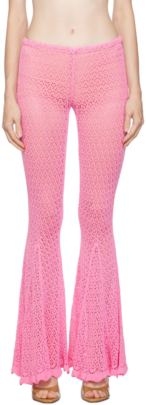 Bukser Blumarine Flared Crochet Trousers Lyserød | P344P002A