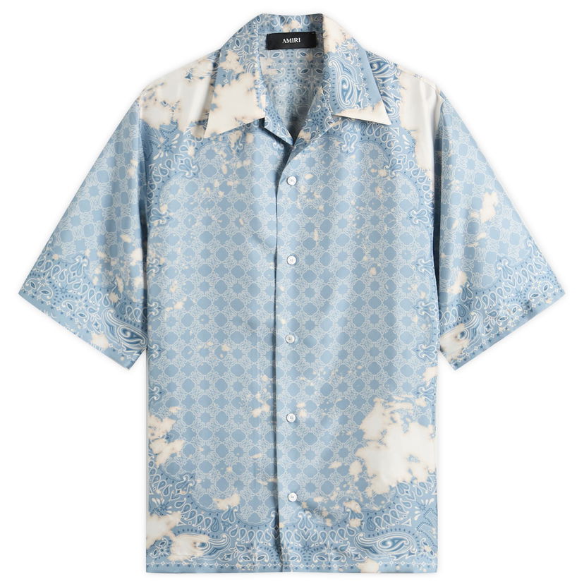 Skjorte AMIRI Bandana Bowling Shirt, Size Large Blå | AMSTCA1159-AshleyBlue