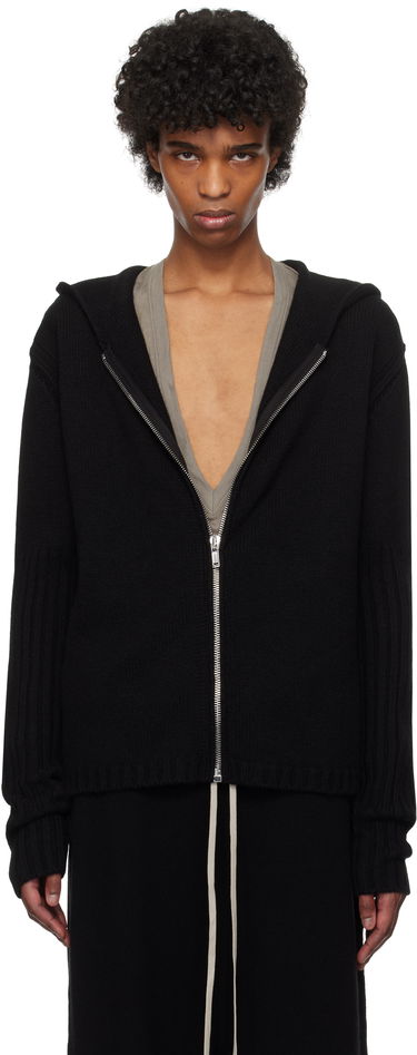 Sweatshirt Rick Owens Rick Owens Hollywood Zipped Knit Hoodie Sort | RU01E5666 KLWS, 0