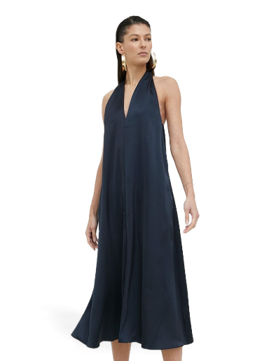 Kjole Samsoe Samsoe Cille V-neck Dress Mørkeblå | F23100174