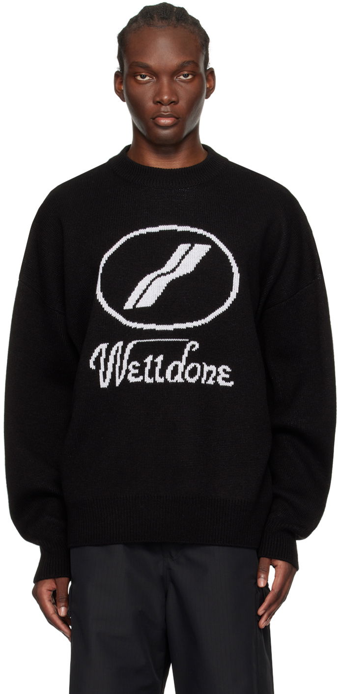Sweater We11done Designer Logo Jacquard Sweater Sort | WD-KO8-20-507-U-BK, 0
