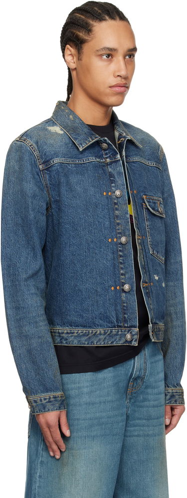 Jakke Palm Angels Palm Angels Curved Logo Denim Jacket Blå | PMYE055S25DEN0014540, 1