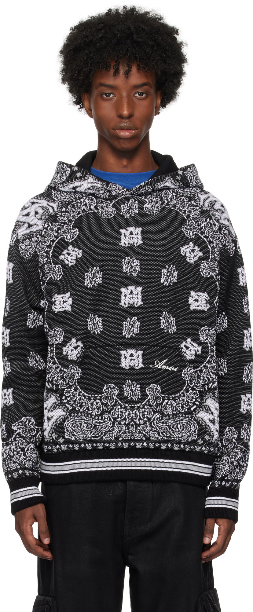 Sweatshirt AMIRI Bandana Hoodie Sort | AMKNHD1004