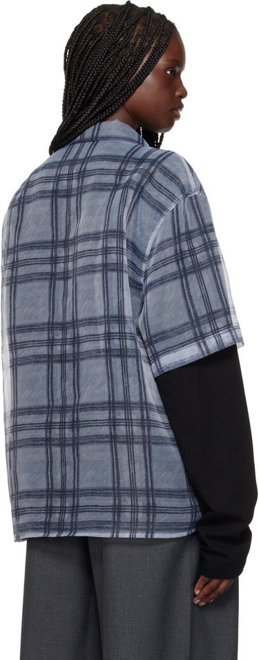 Skjorte We11done We11done Heart Layered Check Pattern Shirt Grå | WD-SH1-25-176-U-GY, 2