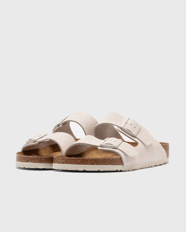 Sneakers og sko Birkenstock Men's Arizona Slim Fit Suede Double Strap Sandals - Antique White Beige | 1026817, 3
