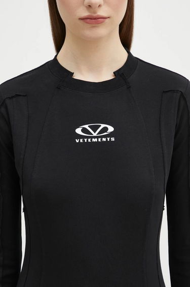 Kjole VETEMENTS VETEMENTS Oval Logo Cut-Up Mini Dress Sort | WA66DR610BW, 3
