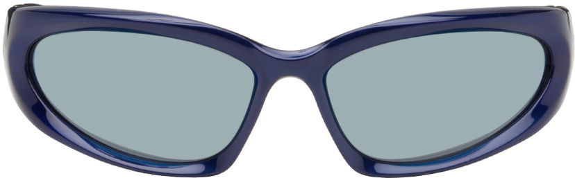 Solbriller Balenciaga Swift Oval Sunglasses Mørkeblå | BB0157S-009