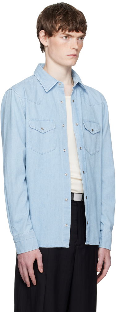 Skjorte Tom Ford TOM FORD Denim Chambray Western Shirt Blå | HDS001-FMC240, 1