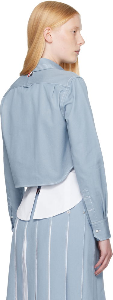 Skjorte Thom Browne Thom Browne Classic Cropped Long Sleeve Shirt Blå | FLL183A-F0991, 2