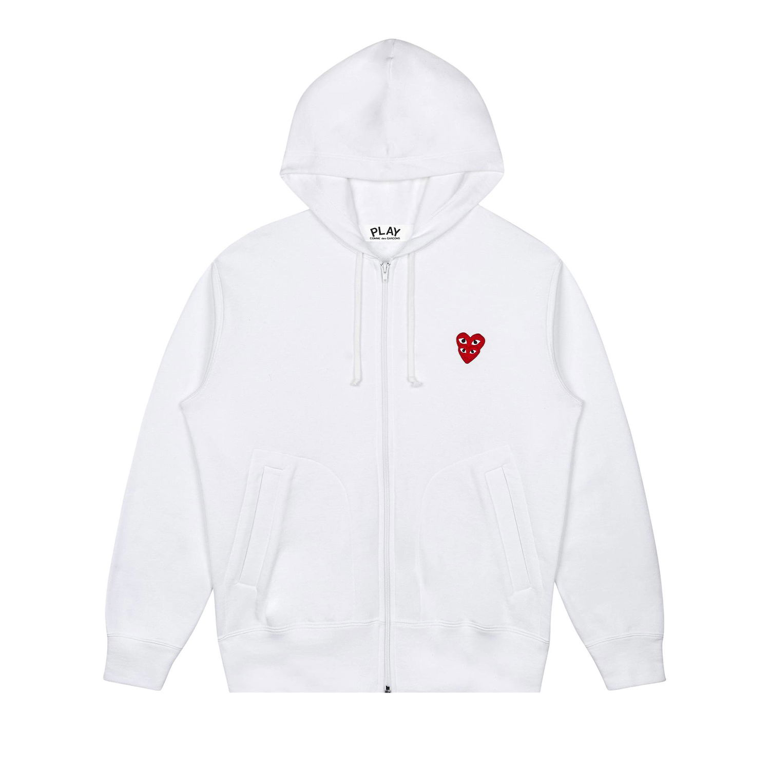 Sweatshirt Comme des Garçons PLAY Stacked Heart Zip Hoodie Hvid | AZ T294 051 2, 1