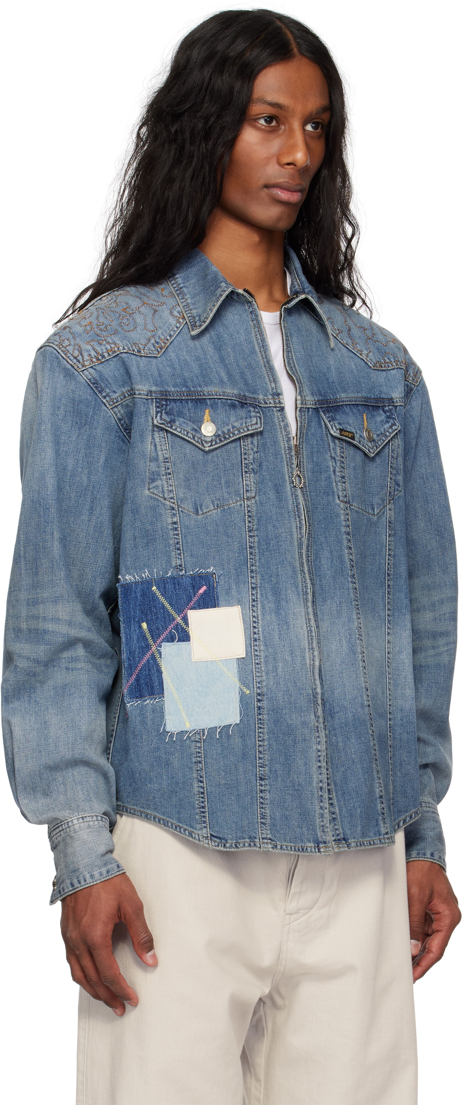 Jakke Andersson Bell Andersson Bell Embroidered Patchwork Denim Jacket Blå | atb1273m, 1
