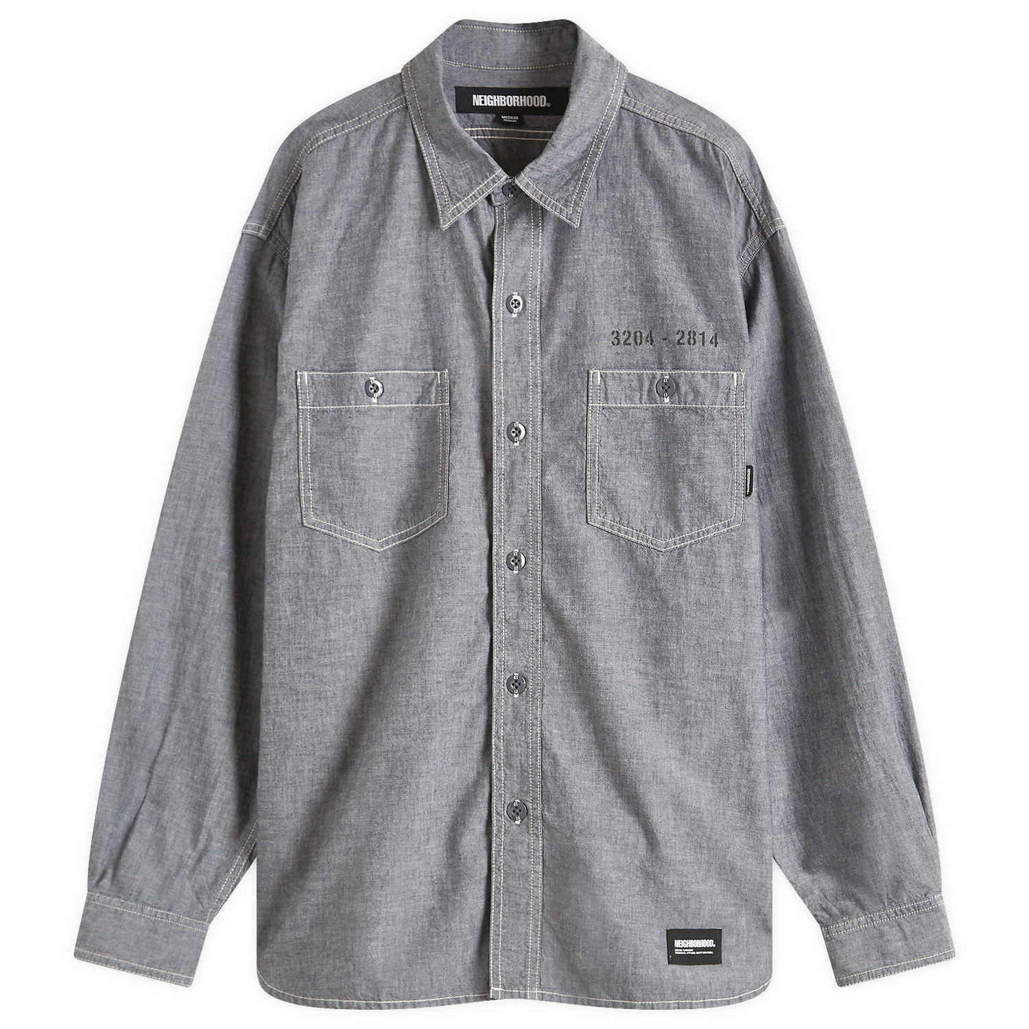 Skjorte Neighborhood Chambray Shirt Grå | 251ARNH-SHM02-BLK, 1