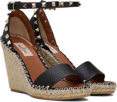 Skopleje Valentino Valentino Garavani Double Rockstud Wedge Heeled Sandals Sort | 6W2S0090VTO, 3