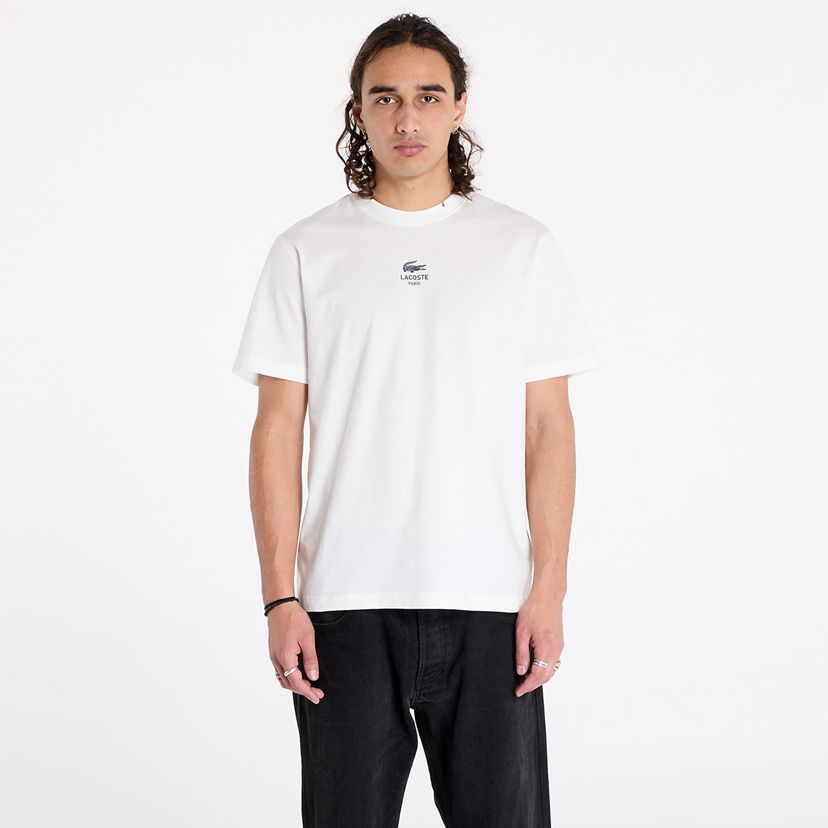 T-shirt Lacoste T-shirt Signature Print Cotton T-shirt Flour M Hvid | TH2739 70V