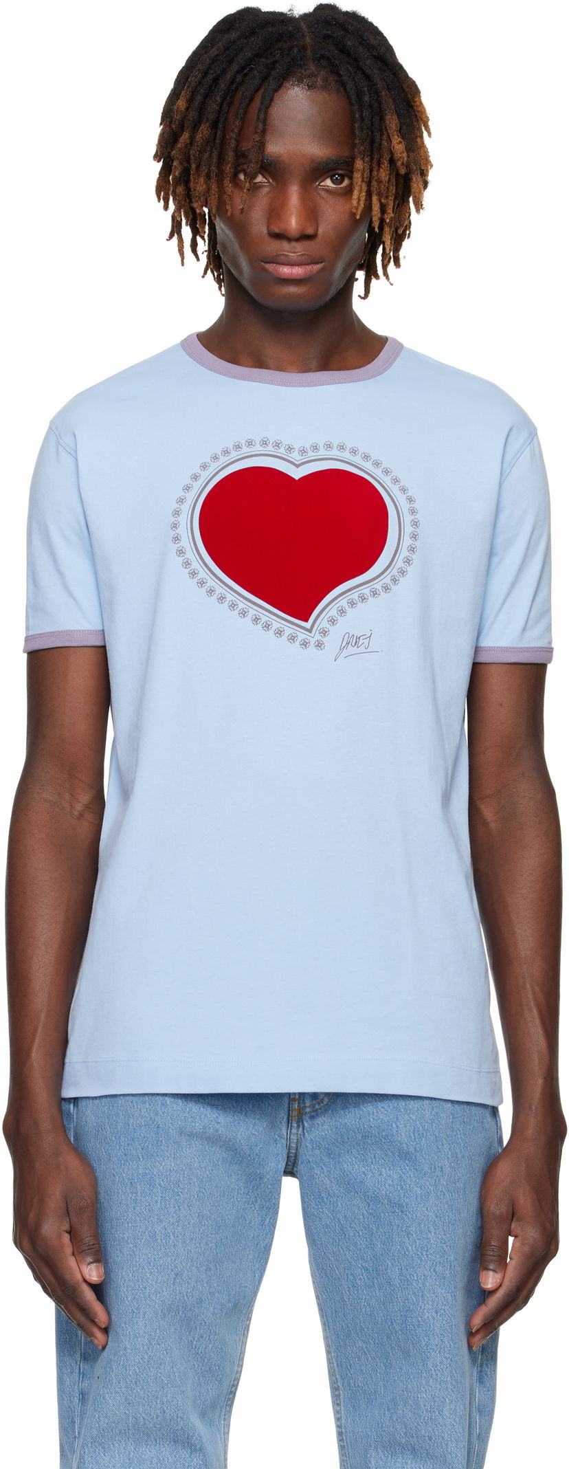 T-shirt Dries Van Noten Dries Van Noten Archive Heart Graphic T-Shirt Blå | 251-021110-1600