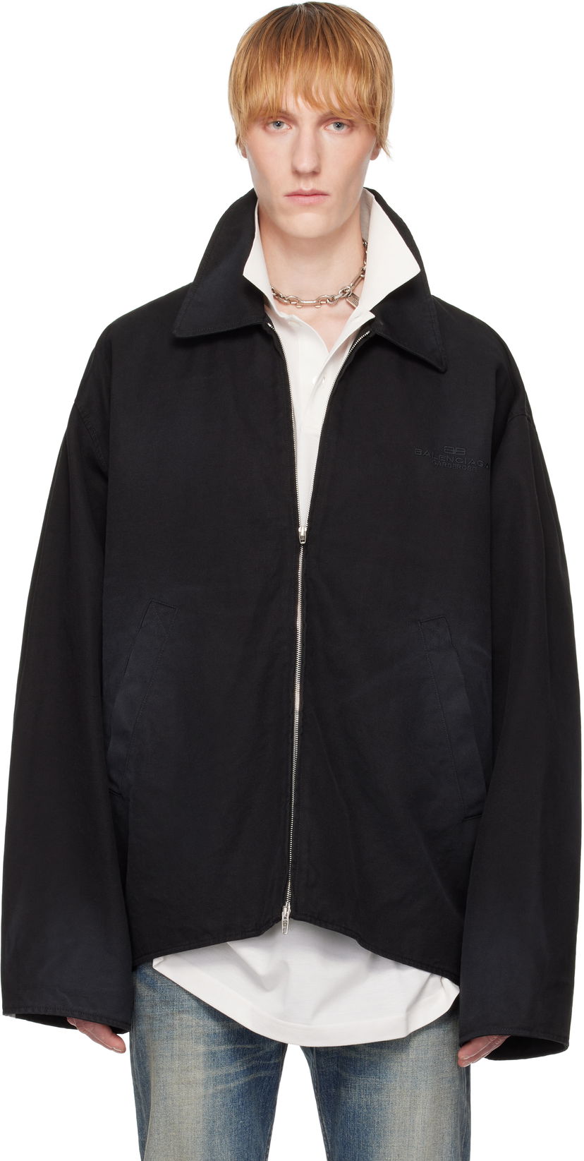 Vindjakke Balenciaga Zip-Up Jacket Sort | 817649TRP15