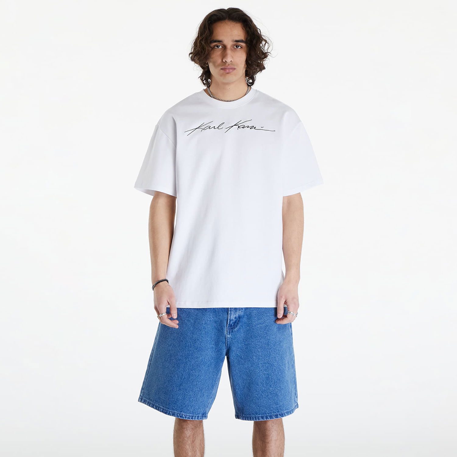T-shirt Karl Kani Autograph Heavy Jersey Boxy Tee White Hvid | KM241-059-1, 0