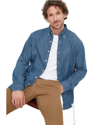 Skjorte Polo by Ralph Lauren Denim Custom Fit Shirt Blå | 710792043001