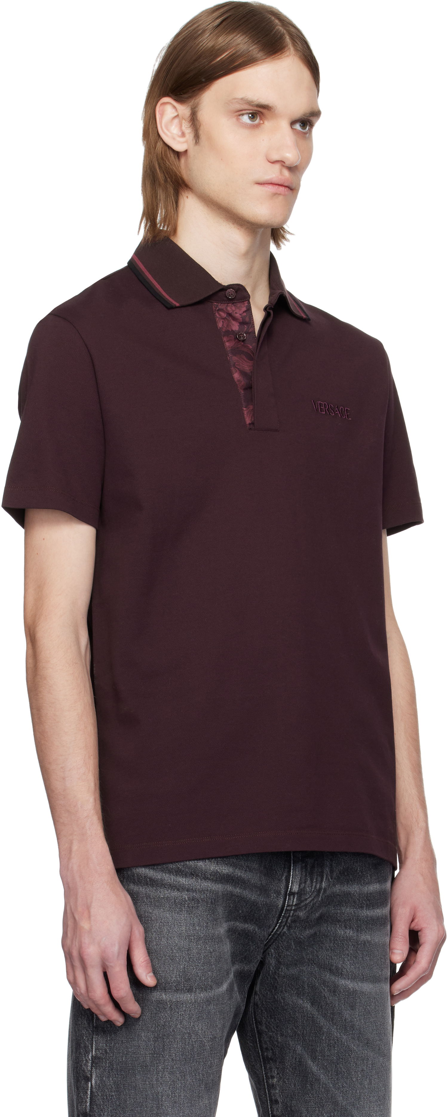 Polo skjorte Versace Versace Piqué Polo Bourgogne | 1015808_1A11072, 1