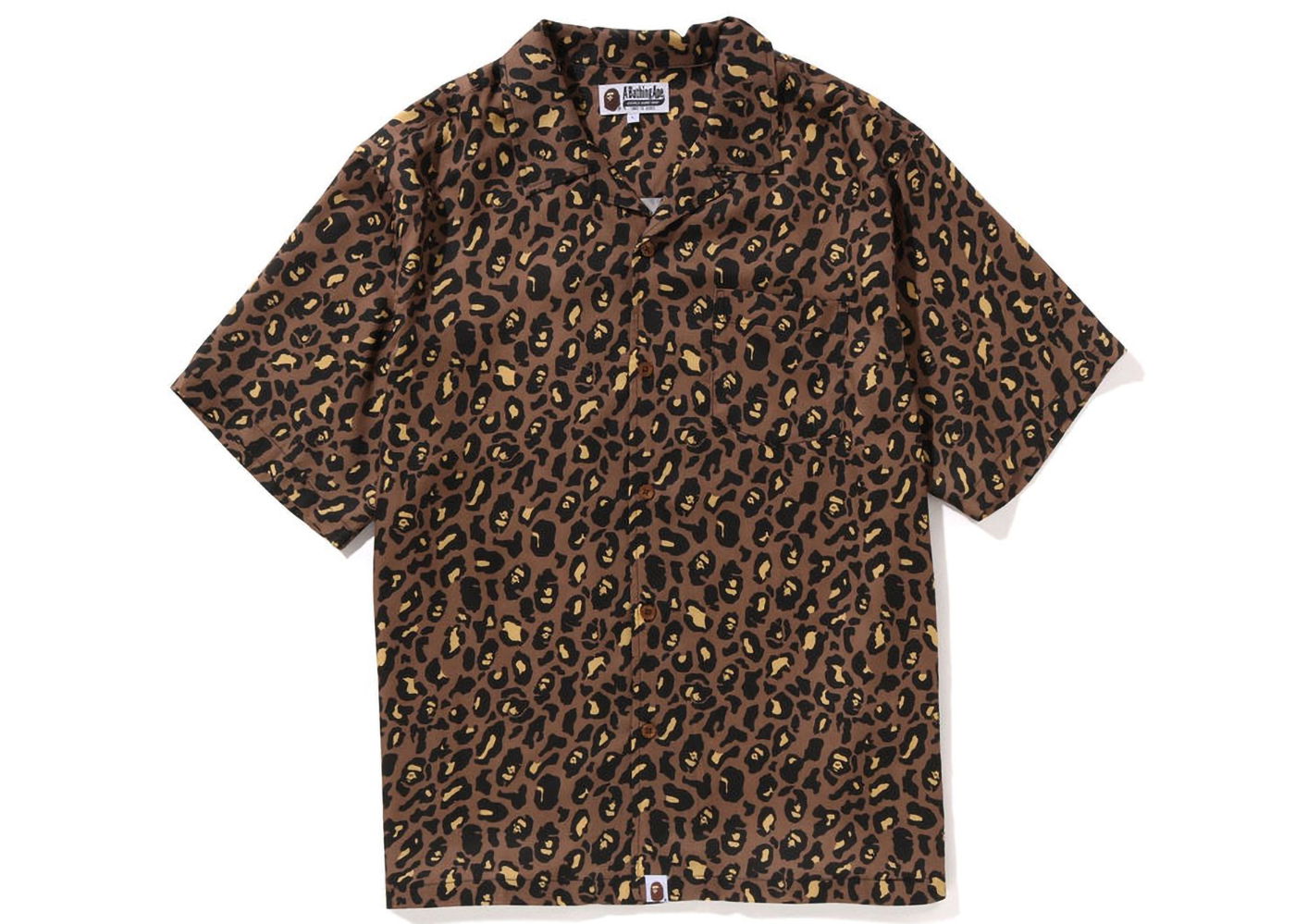 Skjorte BAPE Leopard Open Collar Shirt Brun | 1J20-132-003, 0