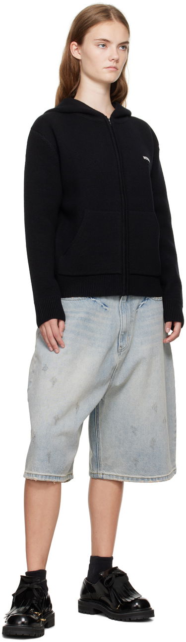 Sweatshirt We11done We11done Embroidered-Logo Zip-Up Hoodie Sort | WD-KJ2-24-605-W-BK, 3
