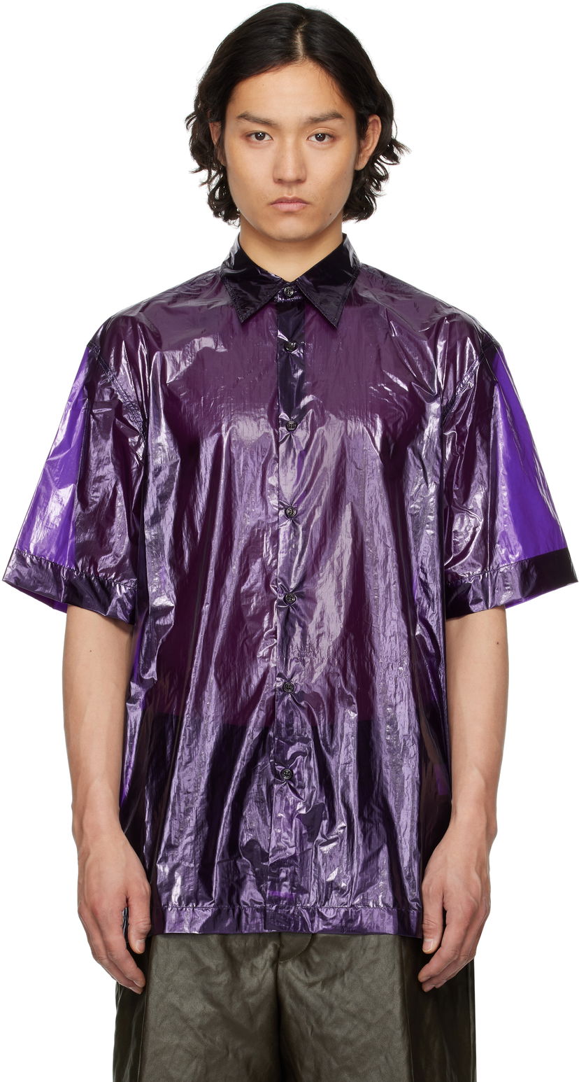 Skjorte Dries Van Noten Dries Van Noten Sheer Short Sleeve Shirt Lilla | 251-020762-1258