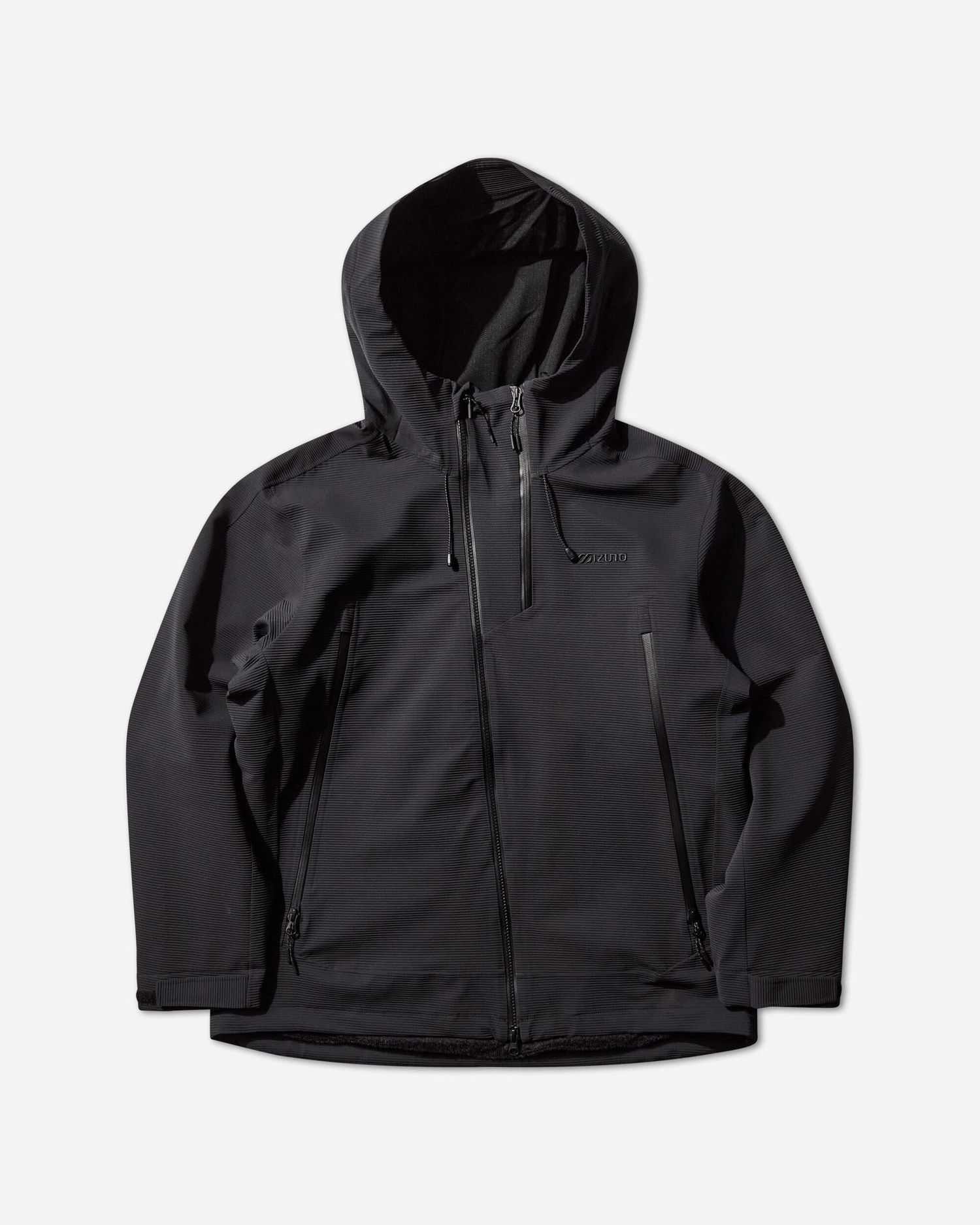 Jakke Mizuno Tech Hard Shell Hooded Ribbed Jacket Sort | B2GEC510-09, 0