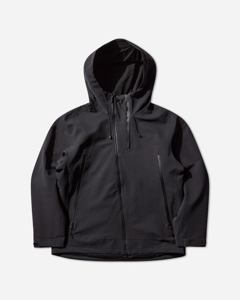 Jakke Mizuno Tech Hard Shell Hooded Ribbed Jacket Sort | B2GEC510-09