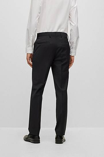 Bukser BOSS Slim-Fit Virgin-Wool Blend Trousers Sort | 50482735, 1