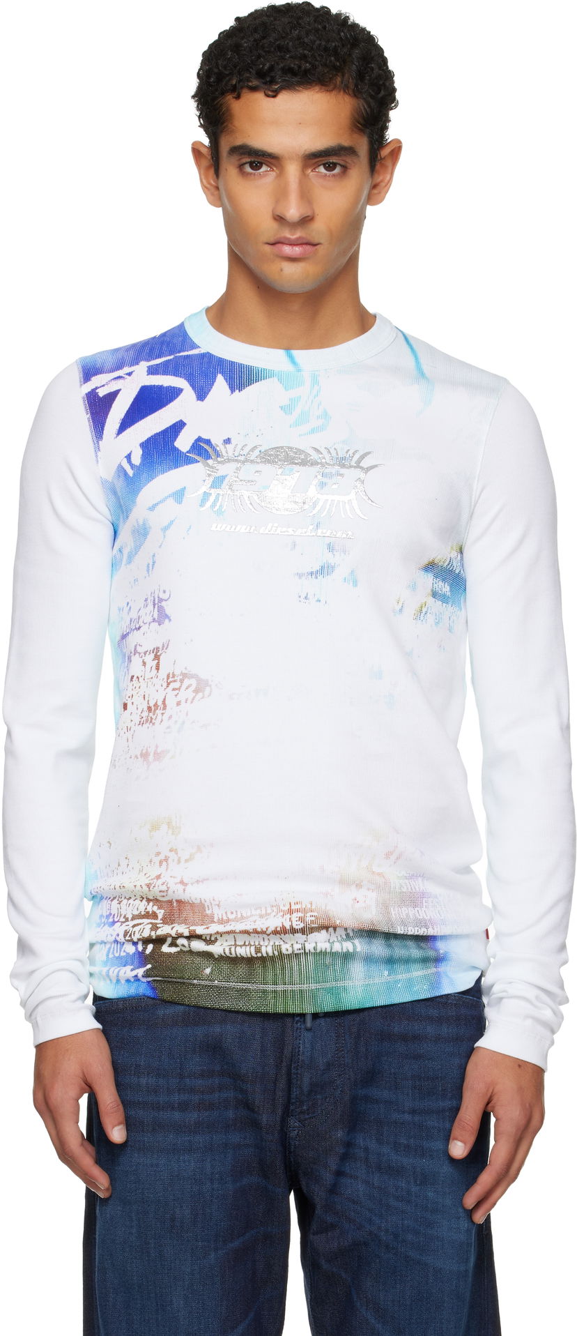 T-shirt Diesel Long Sleeve Abstract Graphic T-shirt Flerfarvet | A19435-0JEAI-141A
