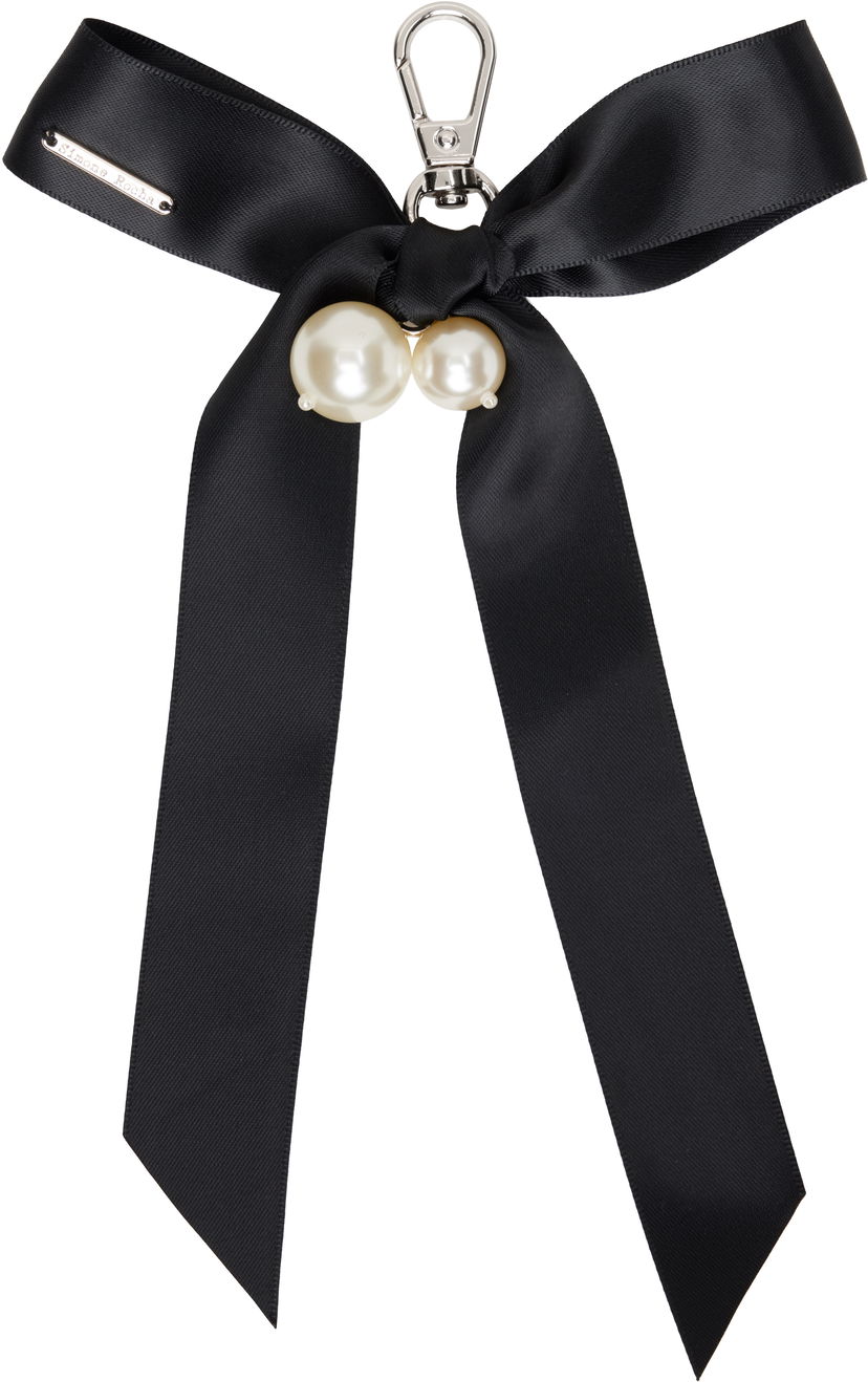 Nøgleringe Simone Rocha Simone Rocha Bow Faux-Pearl Bag Charm Keychain Sort | KEYCHAIN3-M 0904