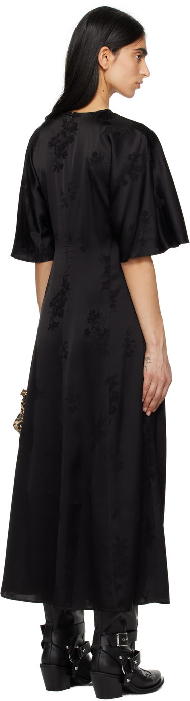 Kjole GANNI GANNI Fluid Satin Jacquard Slit Maxi Dress Sort | W0255, 2