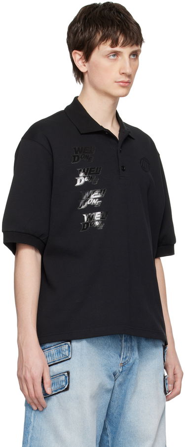 Polo skjorte We11done Logo-Appliquéd Cotton-Jersey Polo Sort | WD-TT1-22-537-U-BK, 1