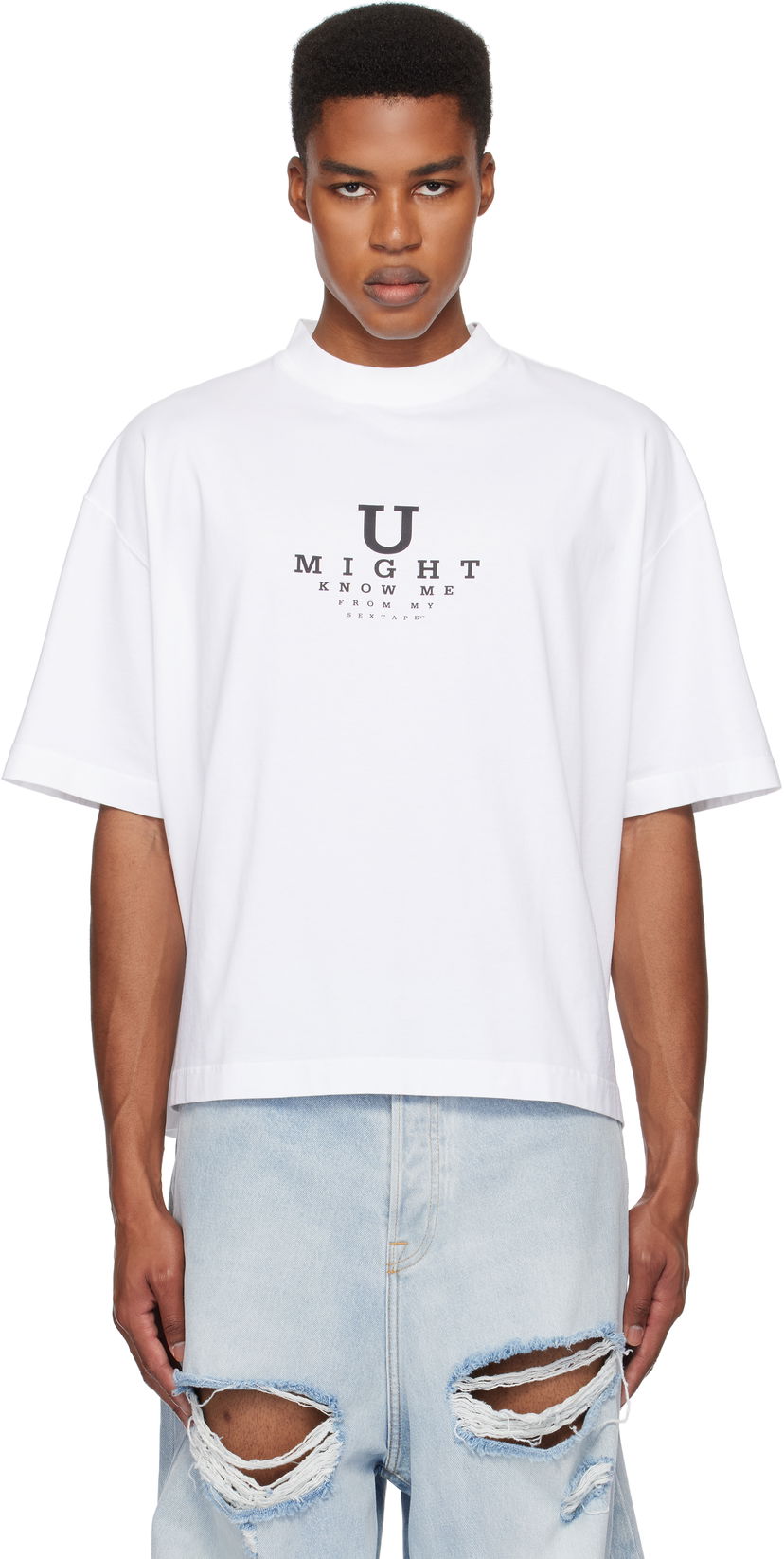T-shirt VETEMENTS 'U Might Know Me' Cropped Boxy T-Shirt Hvid | UA66TR760W