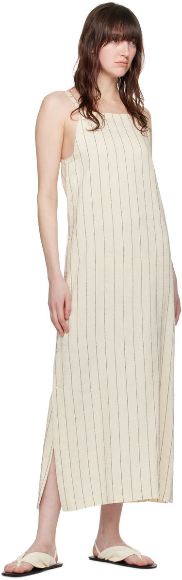 Kjole Loulou de Saison Loulou de Saison Etta Striped Midi Dress Beige | ETTA, 3