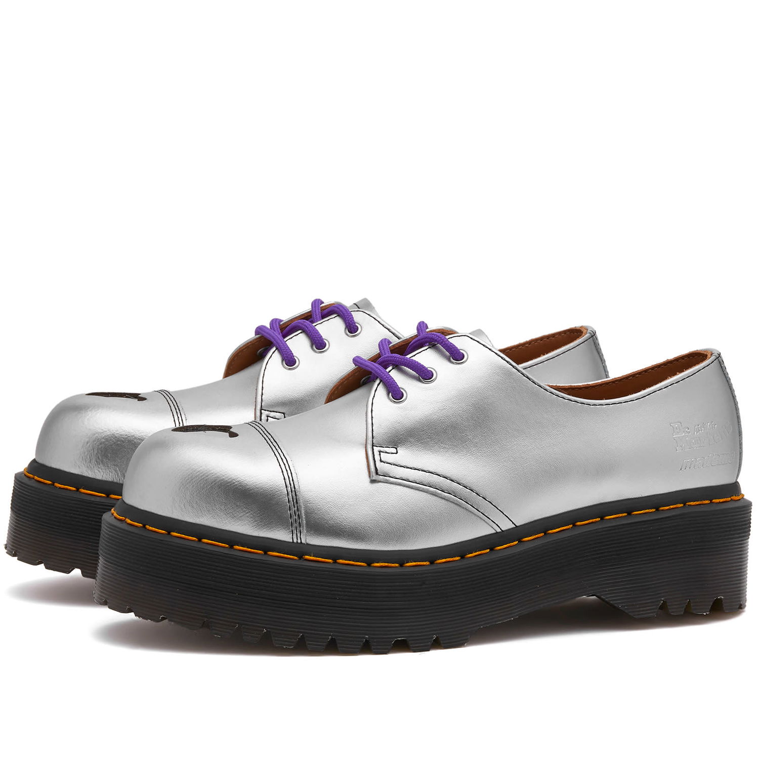 Sneakers og sko Dr. Martens Women's x MadeMe 1461 Quad in Silver Alumix, Size UK 3 | END. Clothing Metalisk | 32162040, 0