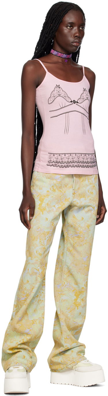 Tanktop Anna Sui Anna Sui Lace-Print Tank Top Lyserød | T623C20, 3